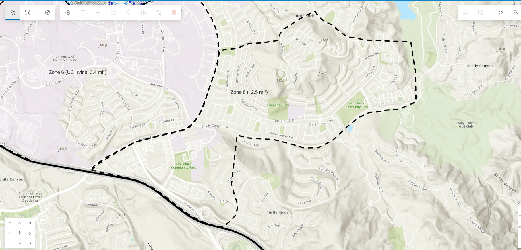 map of a section of Irvine 