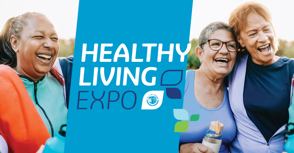 Image of Older Adults exercising with "Healthy Living Expo" text