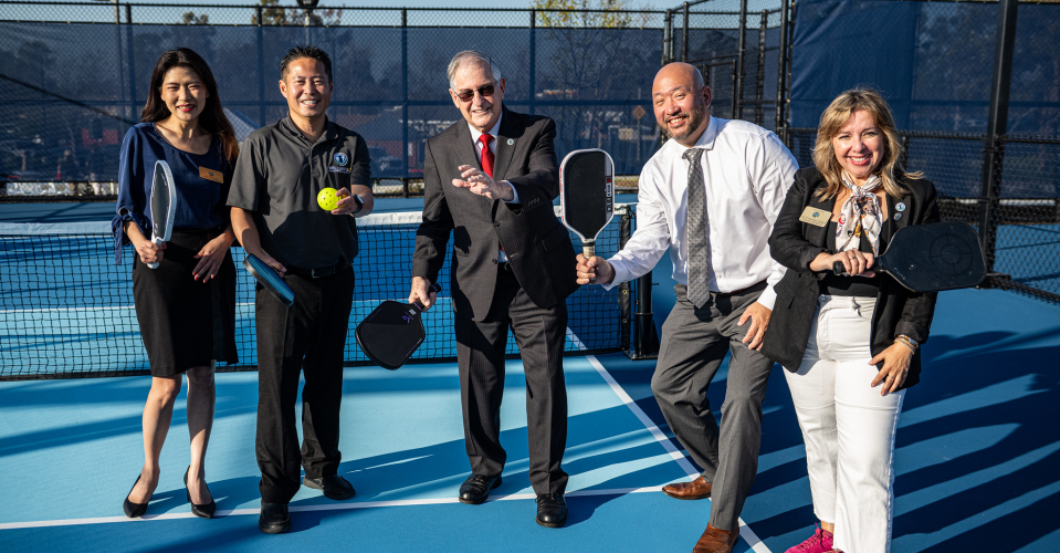 City Councilmembers on the pickleball court