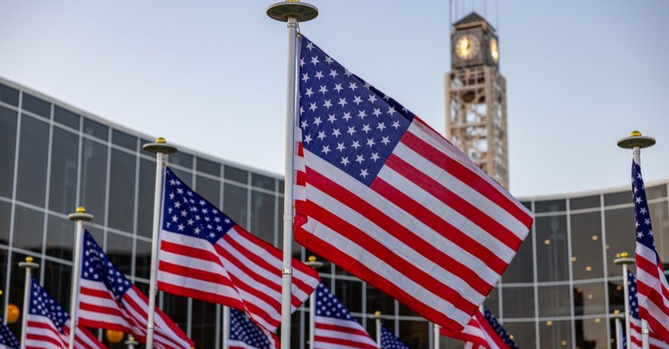 Flags in front of City Hall
