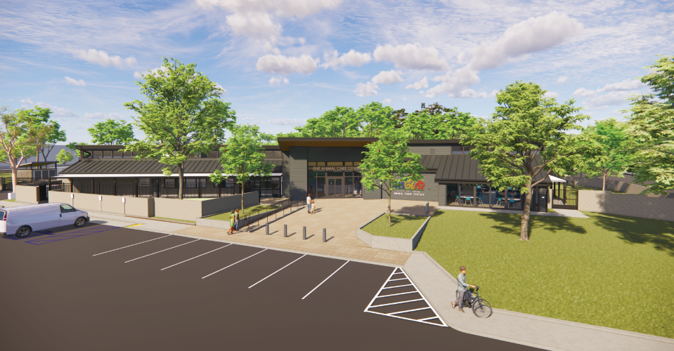 Rendering of the front of the Irvine Animal Care Center 