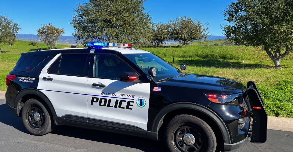 Irvine Police car parked on a street