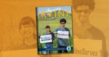 Inside Irvine magazine cover showing boy and girl volunteering