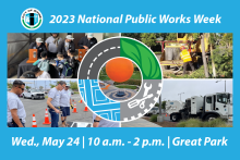 a collage of images of Public Works staff and equipment 